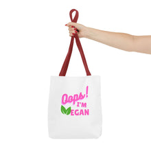 Load image into Gallery viewer, Oops I&#39;m Vegan&quot; Breast Cancer Awareness Tote Bag