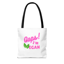 Load image into Gallery viewer, Oops I&#39;m Vegan&quot; Breast Cancer Awareness Tote Bag