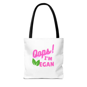 Oops I'm Vegan" Breast Cancer Awareness Tote Bag