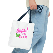 Load image into Gallery viewer, Oops I&#39;m Vegan&quot; Breast Cancer Awareness Tote Bag