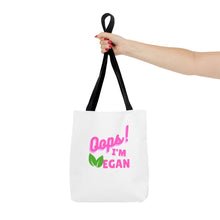 Load image into Gallery viewer, Oops I&#39;m Vegan&quot; Breast Cancer Awareness Tote Bag