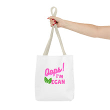 Load image into Gallery viewer, Oops I&#39;m Vegan&quot; Breast Cancer Awareness Tote Bag