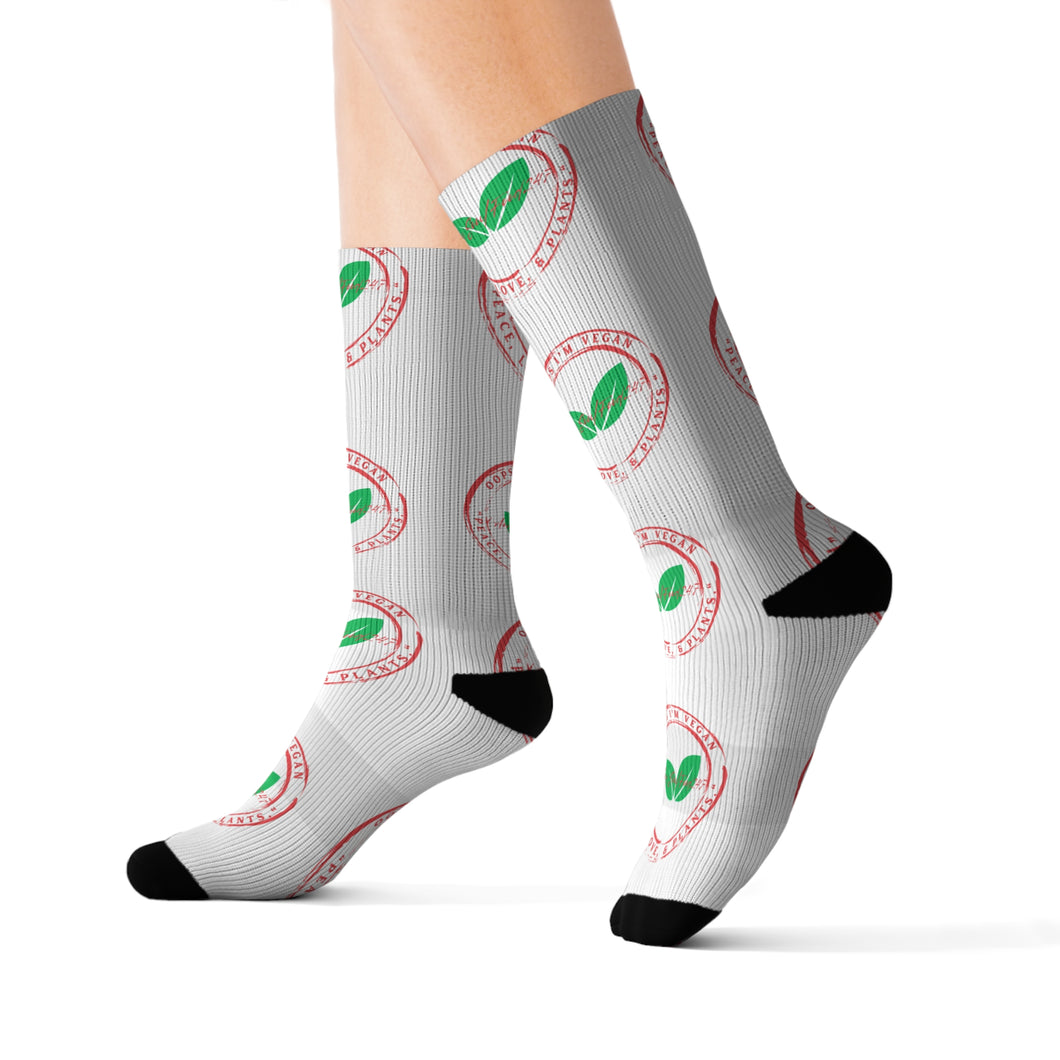 Vegan Stamp of Approval Breast Cancer Awareness Sublimation Socks