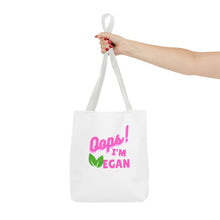 Load image into Gallery viewer, Oops I&#39;m Vegan&quot; Breast Cancer Awareness Tote Bag