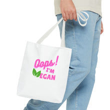 Load image into Gallery viewer, Oops I&#39;m Vegan&quot; Breast Cancer Awareness Tote Bag